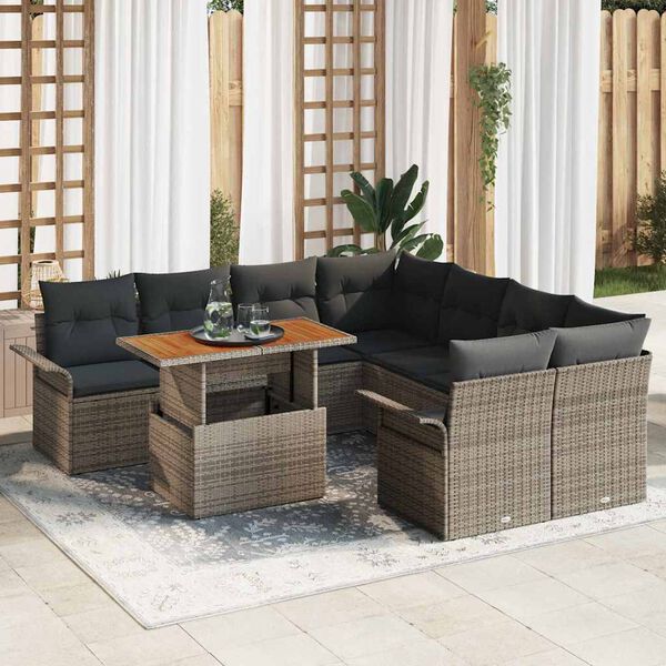 vidaXL Set Divano da Giardino con cuscino Grigio