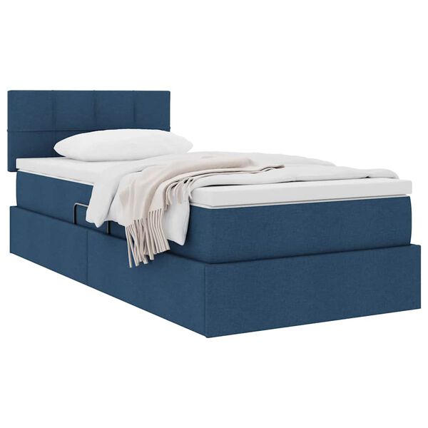 vidaXL Letto con contenitore e materasso con materasso Blu 90 x 190 cm