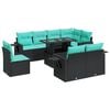 vidaXL Set Divani da Giardino 9 pz con Cuscini Nero Polyrattan Acacia