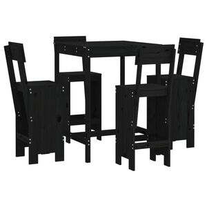 vidaXL Set Bar da Giardino 5 pz Nero in Legno Massello di Pino
