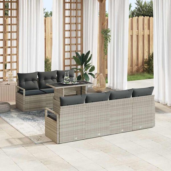 vidaXL Set Divano da Giardino 8 pcs Grigio chiaro polyrattan