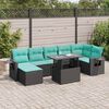 vidaXL Set Divani da Giardino con Cuscini 8 pz Nero Polyrattan Acacia