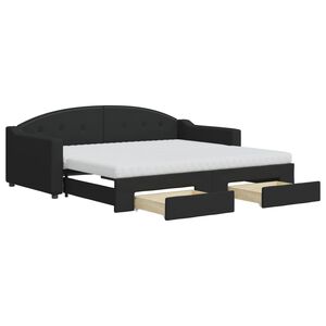 vidaXL Divano Letto Estraibile con Cassetti Nero 90x190 cm in Tessuto