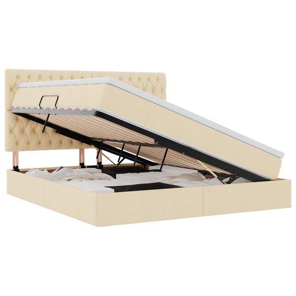 vidaXL Letto con contenitore e materasso Crema 180 x 200 cm Poliestere