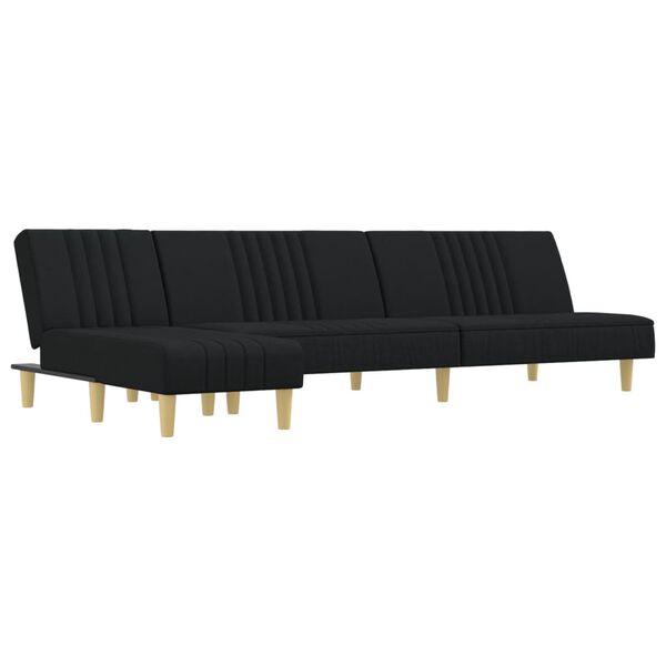 vidaXL Divano Letto a L Nero 255x140x70 cm in Tessuto