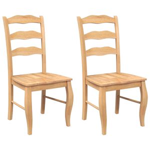 vidaXL Sedie da Pranzo 2 pz Naturale in Legno Massello di Hevea