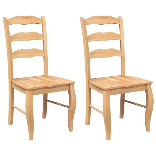 vidaXL Sedie da Pranzo 2 pz Naturale in Legno Massello di Hevea