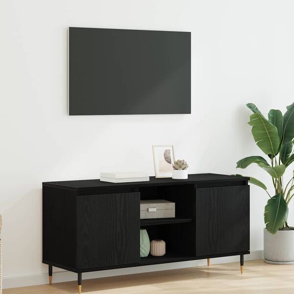 vidaXL Mobile TV Rovere Nero 104 x 35 x 50 cm Legno multistrato