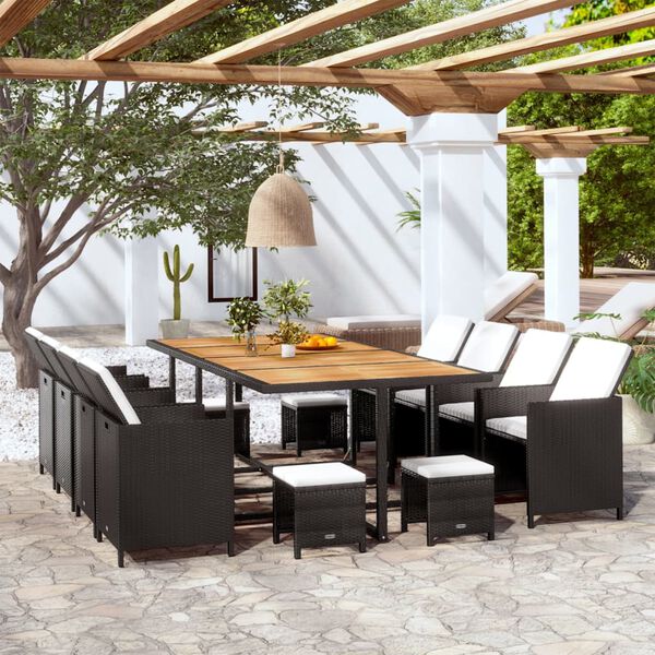 vidaXL Set da Pranzo da Giardino 13 pz Polyrattan e Legno Acacia Nero