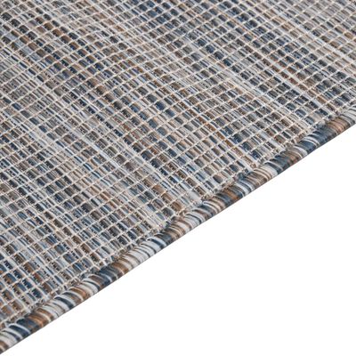 vidaXL Tappeto da Esterni a Tessitura Piatta 140x200 cm Marrone e Blu