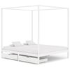 vidaXL Giroletto con Baldacchino 2 Cassetti Bianco in Pino 160x200 cm