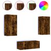 vidaXL Mobili TV a Muro con LED 4pz Rovere Fumo in Legno Multistrato