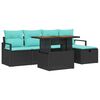 vidaXL Set Divano da Giardino con cuscino 6 pcs Nero polyrattan