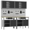 vidaXL Set banco da lavoro 8 pz Rosso e Grigio 200 x 55 x 200 cm