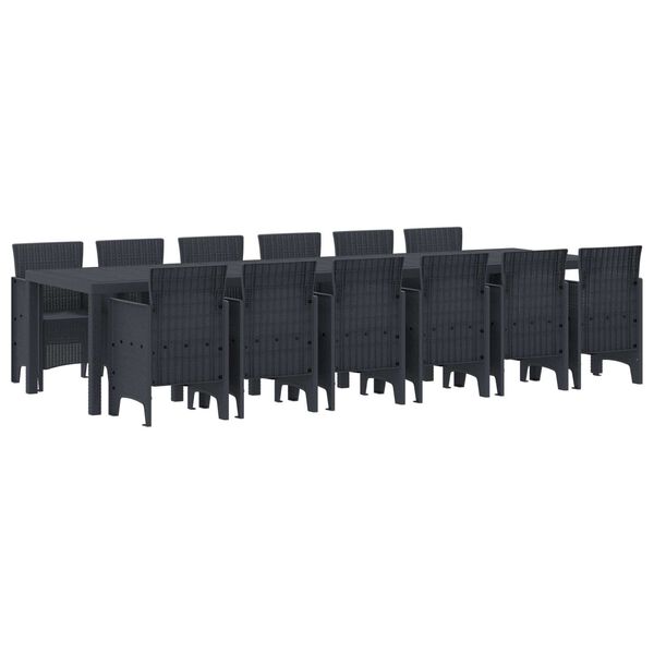 vidaXL Set da Pranzo per Giardino 13 pcs Antracite Rattan Polt