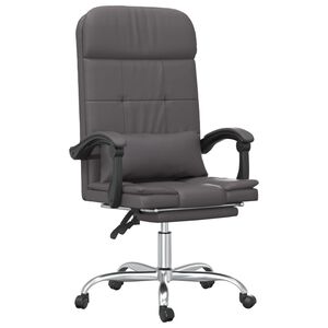 vidaXL Poltrona da Ufficio Massaggiante Reclinabile Grigio Similpelle
