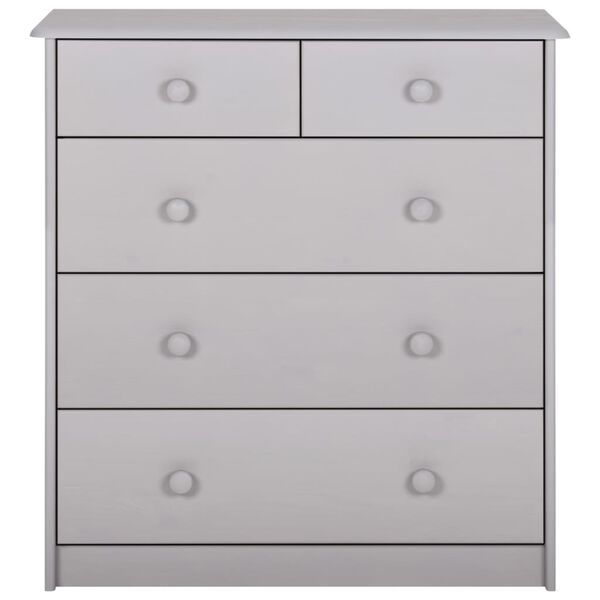 vidaXL Cassettiera Grigia 75x35x80 cm in Legno Massello di Pino