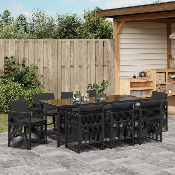 vidaXL Set da Pranzo per Giardino 9 pcs Nero