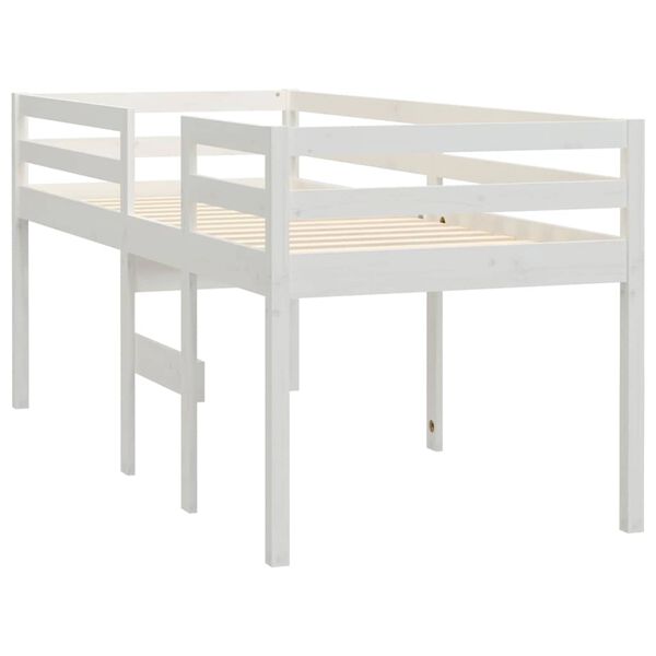 vidaXL Letto a Soppalco Bianco 80x200 cm in Legno Massello di Pino