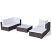 vidaXL Set Divani da Giardino 5 pz con Cuscini in Polyrattan Marrone