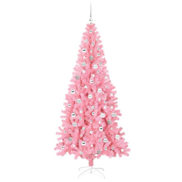 vidaXL Albero di Natale con 300 LED con supporto Rosa 210 cm PVC