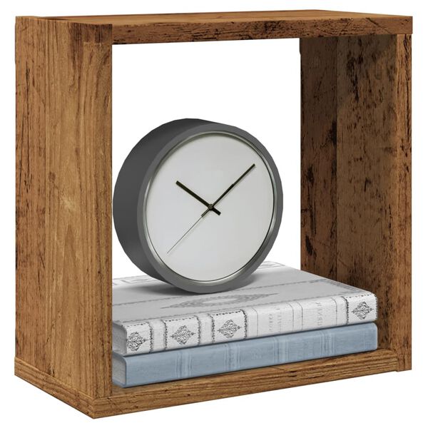 vidaXL Mensole Parete a Cubo 2 pz Legno Vecchio 30x15x30 cm Truciolato