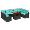 vidaXL Set Divano da Giardino con cuscino 10 pcs Nero e blu