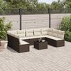 vidaXL Set Divani da Giardino 10pz con Cuscini in Polyrattan Marrone