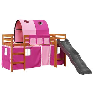 vidaXL Letto a Soppalco con Tunnel Bambini Rosa 80x200cm Massello Pino
