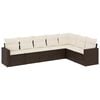 vidaXL Set Divani da Giardino 7 pz con Cuscini Marrone in Polyrattan