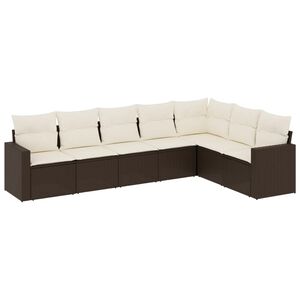vidaXL Set Divani da Giardino 7 pz con Cuscini Marrone in Polyrattan