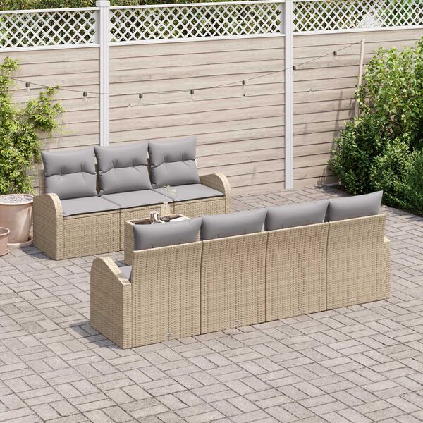 vidaXL Set Divano da Giardino con cuscino 8 pcs Beige e grigio