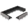 vidaXL Set Divani da Giardino 13 pz Cuscini in Polyrattan Grigio Scuro