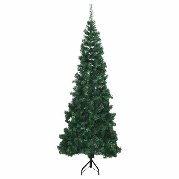 vidaXL Albero di Natale Artificiale ad Angolo con Supporto Verde 210 cm PVC