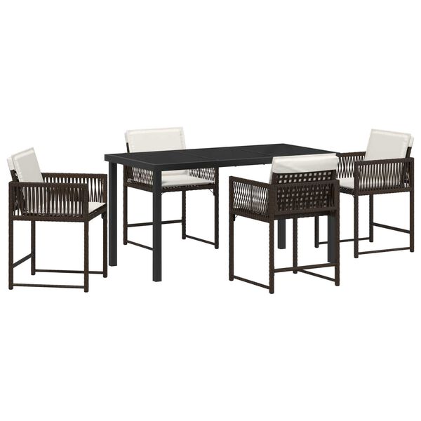 vidaXL Set da Pranzo per Giardino 5 pcs Marrone polyrattan
