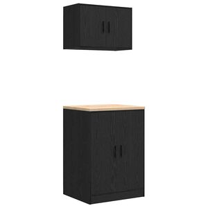 vidaXL Armadi da Garage 2 pz Neri in Legno Multistrato