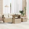 vidaXL Set Divano da Giardino con cuscino 6 pcs Beige polyrattan