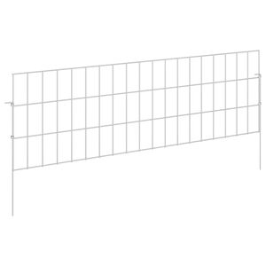 vidaXL Recinzione da Giardino con Picchetti 12 pz 95 x 30 cm Argento