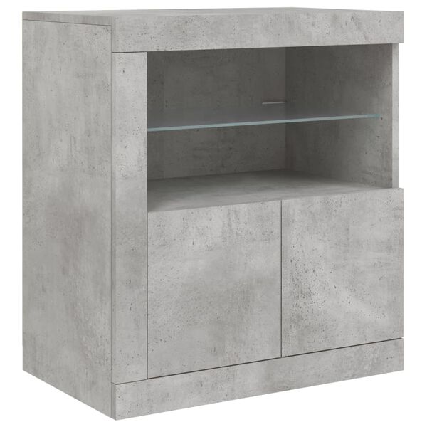 vidaXL Credenza con Luci LED Grigio Cemento 60,5x37x67 cm