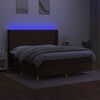 vidaXL Letto a Molle Materasso e LED Marrone Scuro 160x200 cm Tessuto