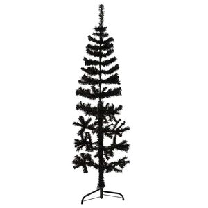 vidaXL Albero Natale Artificiale Sottile a Met&agrave; e Supporto Nero 120 cm