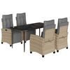 vidaXL Set Pranzo da Giardino 5 pz con Cuscini Beige Misto Polyrattan