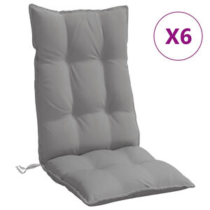 vidaXL Cuscini per Sedia Schienale Alto 6 pz Grigio Tessuto Oxford