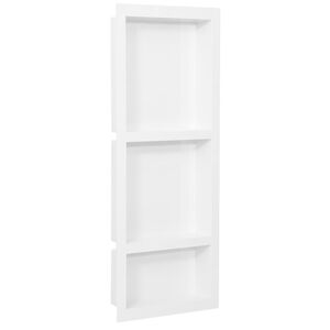 vidaXL Nicchia da Doccia con 3 Scomparti Bianco Lucido 41x99x9 cm
