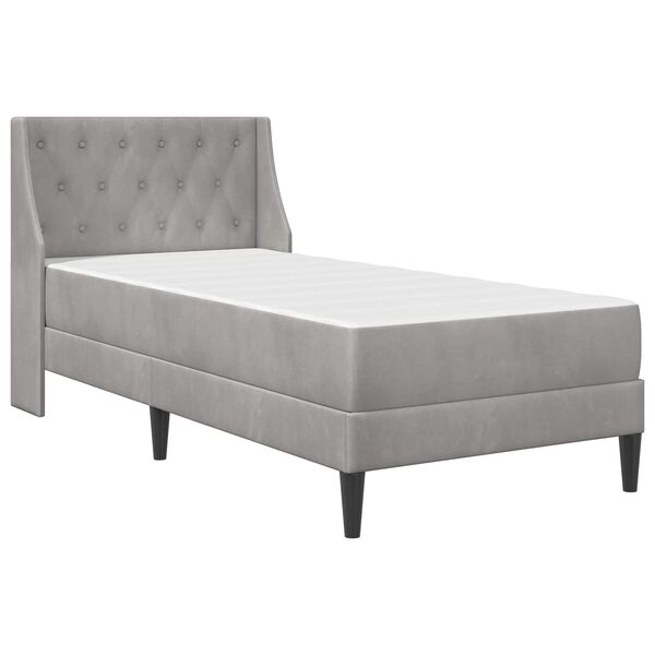 vidaXL Struttura letto con materasso Grigio chiaro 90 x 190 cm Velluto