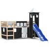 vidaXL Letto a Soppalco con Torre Bambini Bianco e Nero 80x200cm Pino
