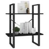 vidaXL Libreria a 2 Ripiani Nera 60x30x70 cm in Massello di Pino