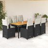 vidaXL Set Bistr&ograve; da Giardino 9 pz con Cuscini in Polyrattan Nero