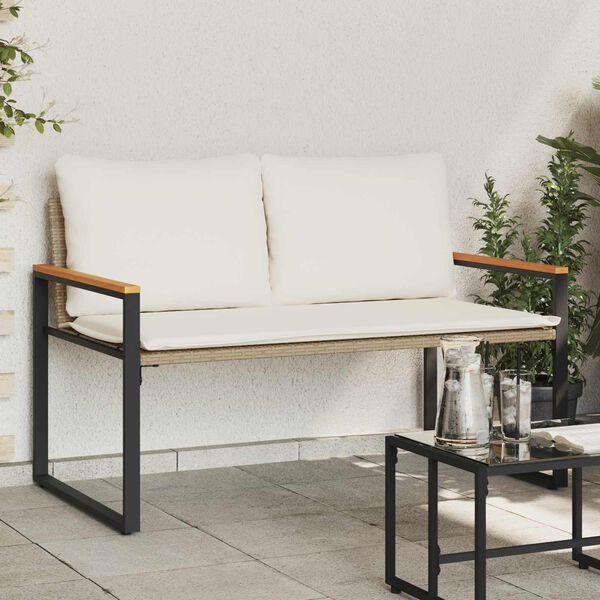 vidaXL panchina Beige e Bianco Crema 115 x 65 x 72 cm Rattan