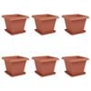 vidaXL Vasi per Piante 6 pcs Rosso Mattone 38 x 38 x 30 cm Plastica